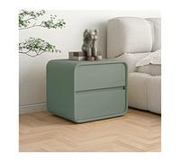 GEK208130 Table de chevet verte, table de chevet moderne en cuir microfibre avec 2 tiroirs, table d'appoint en bois pour canapé, chambre à coucher, salon, couloir, chambre à coucher (L 40 x P 40 x H