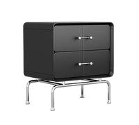 GEK208130 Table De Nuit Table de Chevet Noire Minimaliste, Petit Rangement Domestique, Double tiroir, poignée en Acier Inoxydable, Meubles de Chevet de Grande capacité Chambre à Coucher