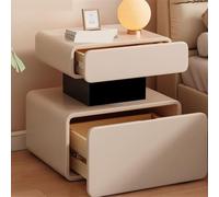 GEK208130 Table De Nuit Table de Chevet Petite Chambre Rangement Double tiroir Cuir Rangement Buffet Blanc Bois Chambre à Coucher(Grand)