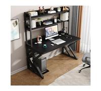 GEK208130 Table simple pour PC, bureau à domicile, clapier, table combinée avec trous pour étude, table de jeu, chambre à coucher, bureau, écriture (noir, 120 x 60 x 170 cm)