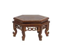GEK208130 Vase Pied de piédestal Base de bonsaï en Bois sculpté Creux, Support de présentation de Bureau for Tabouret Hexagonal Décoration de la Maison(Petit)