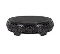 GEK208130 Vase Pied de piédestal Sculpture Ronde en Palissandre Noir en Relief for Plantes, théière, Vase, Aquarium Décoration de la Maison(Grand)