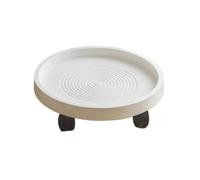GEK208130 Vase Pied de piédestal Support de Pot de Fleurs Rond sur roulettes, Support à bonsaï Roulant, Chariot for Pots de Fleurs, décoration d'intérieur Décoration de la Maison(Blanc,Petit)