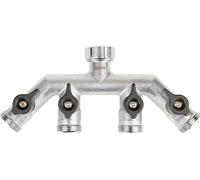 GEKA Plus vannes à quatre voies avec filetage extérieur (pour une utilisation séparée de quatre sorties d'eau, pour la maison, le jardin, l'atelier, etc.) 46.0434.9