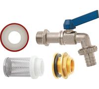 GEKA 35.3509.8 Kit de raccordement pour citerne d'eau de pluie (taille 1/2", diamètre du trou 27-30 mm, NW 13 mm, vanne d'écoulement sphérique, raccord pour citerne d'eau de pluie, arrosage du jardin)