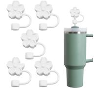 Gekamoyue 5Pcs Couvercles de Paille pour Tasse Stanley, 10mm Couvre Paille en Silicone, pour Stanley Cup 30 & 40 Oz (Blanc)