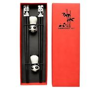 Gekamoyue Baguette Chinoise, Baguettes Réutilisables 2 Paires avec Panda Support, Ustensiles Chinois Antidérapant, Accessoires pour Cuisine Asiatique pour Cuisine Maison Restaurant (Rouge)