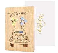 Gekamoyue Carte de Mariage, Carte de Vœux Heureux Mariage en Bois avec Enveloppe, Cadeau de Mariage pour Saint-Valentin, Mariages, Anniversaire, Blanc