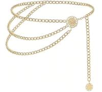 Gekamoyue Ceinture Femme en Métal, 90cm Chaîne de Taille Disque en Or Réglable, Chaîne de Taille Bohème, Décoration de Taille pour Robes, Jeans, Pulls