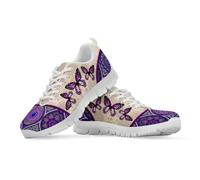 Gekhuqory Chaussures de course classiques pour femme - Baskets de marche en plein air avec imprimé floral, Mandala papillon violet, 43 EU