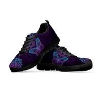 Gekhuqory Chaussures de course classiques pour femme - Baskets de marche en plein air avec imprimé floral, Mandala papillon dégradé, 42 EU