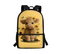 Gekhuqory Sac à dos pour filles de 43,2 cm, sac à dos d'école pour enfants de 12 à 14 ans, sac d'école, West Highland Cow Sunflowers, Taille unique, Sac à dos daypack