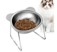 Gekippter Katzennapf | 1 pièce Erhöhte Katzenfutternäpfe Aus Edelstahl | 14,5 x 12,5 x 11 cm Abnehmbarer Doppelnapf für Katzenfutter und Wasser | Rutschfest, Leicht Zu Reinigen, Ergonomisches Design