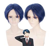 Gekkan Shoujo Nozaki-kun Cosplay perruque bleu court cheveux synthétiques Anime Costumes perruques Yu Kashima Halloween fête accessoires