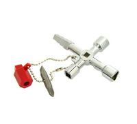 GEKO Clé universelle sur chaîne pour armoires techniques, 4 types de clés + embout, G10049