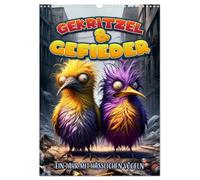 Gekritzel und Gefieder: Ein Jahr mit hässlichen Vögeln (Wandkalender 2026 DIN A3 hoch), CALVENDO Monatskalender: Jeden Monat ein skurriles Federkleid.