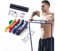 GEKU FIT Barre d'entraînement en acier robuste pour entraînement avec bande de résistance, exercices à domicile, charge maximale de 362,9 kg (barre + bandes de résistance)