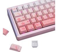 GEKUCAP Lot de 131 touches en PBT imprimées sur le côté rose pour clavier de jeu mécanique Cherry MX avec dégradé de couleur par sublimation