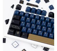 GEKUCAP Touches personnalisées, touches samouraï bleues 129 touches, touches Cherry Profile Dye par sublimation pour clavier de jeu, ensemble de touches PBT avec extracteur pour touches Cherry MX