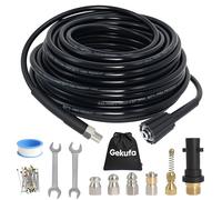 Gekufa Tuyau de nettoyage de canalisations 30 m - 400 bar/60 ℃ avec 5 buses et adaptateur, compatible avec les nettoyeurs haute pression de la série K (par exemple K2 - K7) - Nettoyage efficace des