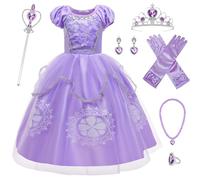 Gekyve Robe De Sofia Deguisement Princesse Sofia Pour Fille Costume De Raiponce Enfants Avec Accessoires Costume Princesse Sofia Tulle Costume D'Halloween De Concours De Beauté De NoëL 7-8Ans,130cm