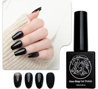 Gel 3-En-1 À Étape Unique Pas De Base Ni De Top Coat Nécessaires Pas De Limage Convient Aux Lampes Uv/Led Facile À Enlever 15 Ml (#39 Noir De Minuit)