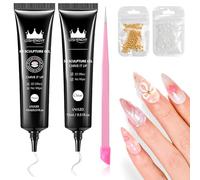 Gel 3D Multifonction & No Wipe 15g - Gel Sculptant Perlé pour Créer des Reliefs 5D, Modeler, Peindre et Fixer Décorations & Strass sur les Ongles