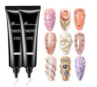 Gel 3D Nail Art, 2pcs 15ml Rhinestone Glue, 3 en 1 Gel Construction Ongle UV pour Deco Nail Charms, DIY Design des Strass Ongle, Transparent