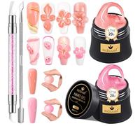 Gel 3D Nail Art LEDSUUEI - Kit d'Extension d'Ongles Nude Rose Pink, Gel Construction Ongle UV Colle Non Collante, Glue Solid Sculpture Builder à la Main, Manucure Salon Décora DIY 20g (0,71 fl oz)
