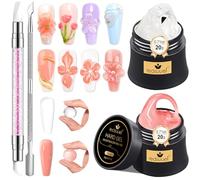 Gel 3D Nail Art LEDSUUEI - Kit d'Extension d'Ongles Transparent Nude, Gel Construction Ongle UV Colle Non Collante, Glue Solid Sculpture Builder à la Main, Manucure Salon Décora DIY 20g (0,71 fl oz)