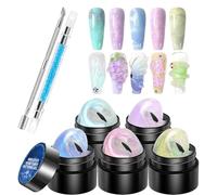Gel À Ongles 3D - Ongle Gel De Sculpture 3D | Builder Solide 5 Couleurs De Conception D'ongles 3D | Ensemble De Manucure Antiadhésive Avec Stylo À Sculpture Pour Mourir De Moulage Peinture De Nail