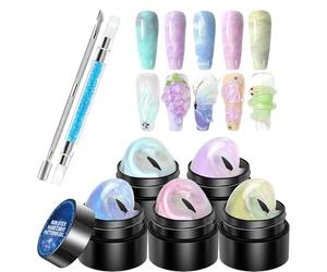 Gel À Ongles 3D - Ongle Gel De Sculpture 3D | Builder Solide 5 Couleurs De Conception D'ongles 3D | Ensemble De Manucure Antiadhésive Avec Stylo À Sculpture Pour Mourir De Moulage Peinture De Nail