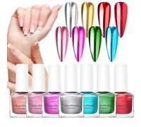 Gel à ongles réfléchissant - Vernis durable avec effet miroir, 8 couleurs vives à séchage rapide | Kit manucure ongles pour salon, maison, fête, mariage, vacances, événement, cr er
