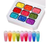 Gel À Tapoter Pour Ongles - 15ml Fournitures De Manucure 9 Couleurs | Ongles Ombrés Aura | French Manucure DIY Pour Débutants Professionnels Femmes Maison Salon De Beauté