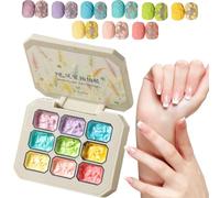 Gel à Tapoter Vernis - Set de 9 Couleurs Gel à Ongles avec Éponge à Tapoter - Art de Manicure Solide avec Soin Beauté Arc-en-de Longue Durée pour Vacances Printemps Été