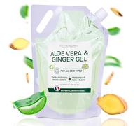 Gel Aloe Vera & Gingembre - Soin Naturel à Base de Feuille Fraîche - Hydratant, Tonifiant & Raffermissant - Visage, Corps, Cheveux - Après-Soleil, Jambes Lourdes - Aloe Écologique (5000)