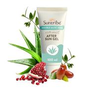 Gel Après-Soleil Bio Double Aloe Vera Suntribe / 100 ml - 100% naturel & végan - Acide hyaluronique hydratant + extrait de grenade antioxydant - Sans parfum