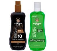 Gel australien en spray avec poudre bronzante SPF10 + aloès après le soleil