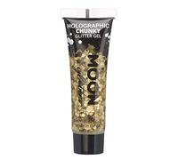 Gel chunky holographique paillettes pour le visage et le corps par Moon Glitter - 12ml - Or - Pailleté pour visage.