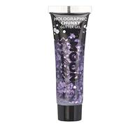 Gel chunky holographique paillettes pour le visage et le corps par Moon Glitter - 12ml - Violet - Pailleté pour visage.