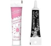 Gel colorant alimentaire rose 20 g + Stylo glaçage noir