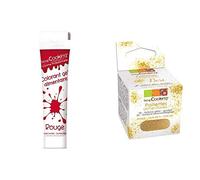 Gel colorant alimentaire rouge 20 g + paillettes dorées