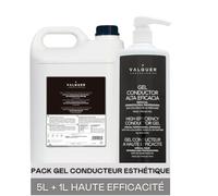 Valquer Laboratorios Valquer Gel pack conducteur à usage professionnel 1 L + 5 L (échographie, électrothérapie, etc.). Haute efficacité. Gel de contact. Gel Esthétique Vegan - 6000 ml