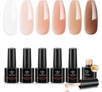 Gel Construction Ongle Uv, 8 En One Builder Gel 6 Pcs Nude Rosa Pailleté Clear Vernis Semi Permanent Pour Vernis Fortifiant Ongles, Nail Extension, Réparation, Renforcement, Nail Art