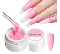 Gel Construction Ongle UV Gel Ongle - Gel De Construction Ongle Pink White Beige pour Ongle Gel Construction, Allonger Les Ongles Doucement, Sans Douleur Et Rapidement 8 ml (Pink)