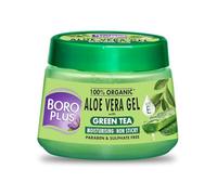 Gel d'aloe vera au thé vert 100 % bio pour la peau et les cheveux, riche en vitamine E et herbes antiseptiques pour une peau lisse, nourrie et hydratée, 200 ml