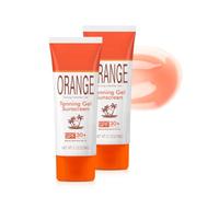 Gel de bronzage à l'orange SPF 30+, crème solaire hydratante et hydratante avec de l'huile de noix de coco, écran solaire bronzant non gras pour tous les types de peau, unifie le teint, 88g (2pc)