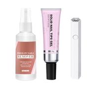 Gel de colle à ongles solide, colle à ongles solide, pour pointes press- , séchage rapide, forte adhérence, avec dissolvant et lampe de durcissement pour vernis acrylique transparent