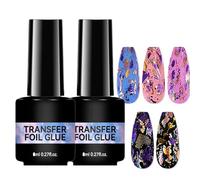 Gel De Colle Pour Feuille D'ongles, 2pcs Colle Ongle, ColleOngle Avec Pinceau Pour Autocollants En Feuille, 8ml Adhésion Forte Transparente Gels De Nécessitant Une Lampe UV,Pour Usage Domestique/Salon