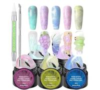 Gel de construction | 5 pièces : extenseur solide non collant pour les mains et couche UV nacrée - Construction d'Ongles en Gel | Pour manucure extension sculpture débutants femmes beauté acrylique ma